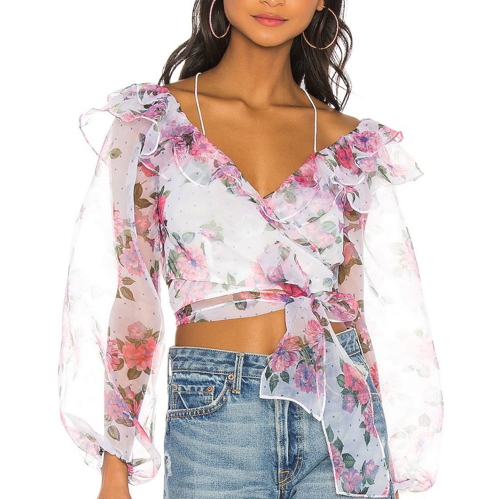 NWT For Love and Lemons Ruffle wrap top